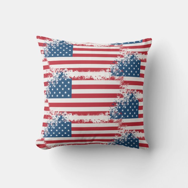 Coussin de lancer extérieur-Drapeau patriotique am (Recto)