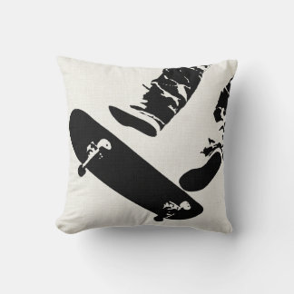 Coussin de lancer noir et blanc - Saut en skateboa