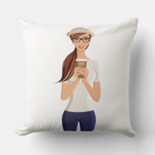 Coussin de lancer pour fille hipster