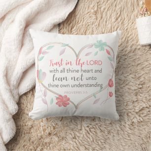 Coussin de lancer Proverbes 3:5 Cœur Biblique