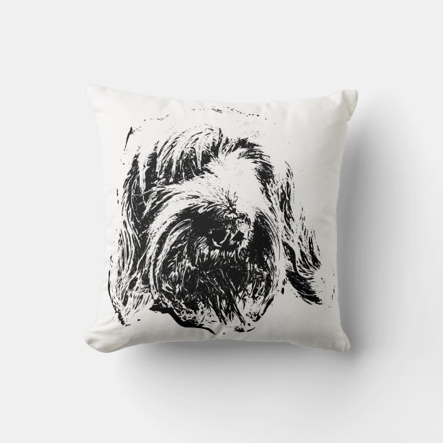 Coussin de lancer Spinone – Tête de chien à l'encr (Recto)