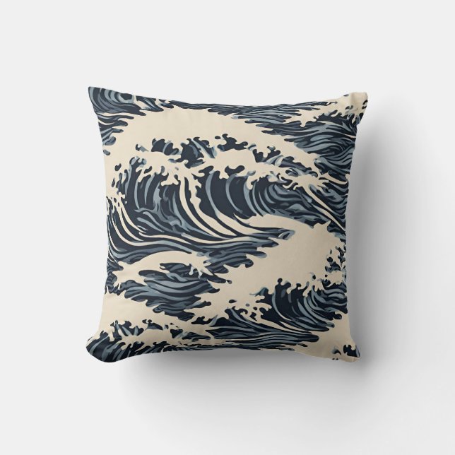 Coussin de lancer vague japonaise (Recto)