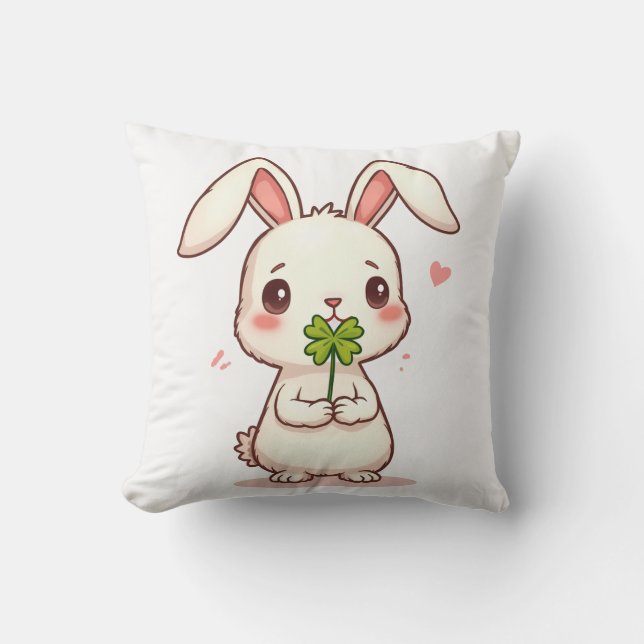 Coussin de lapin mignon qui porte bonne chance (Recto)