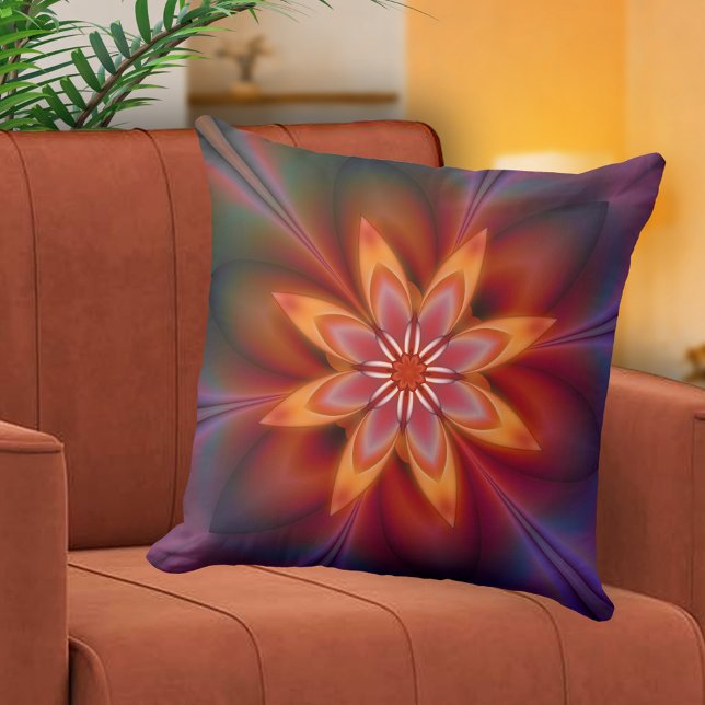 Coussin de l'étoile artistique rétro (Artistic retro space star design pillow in warm and vibrant colors)