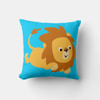 Coussin de lion gambadant de dessin animé mignon