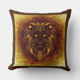 coussin de lion tribal