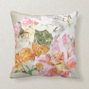 Coussin de lis d'aquarelle