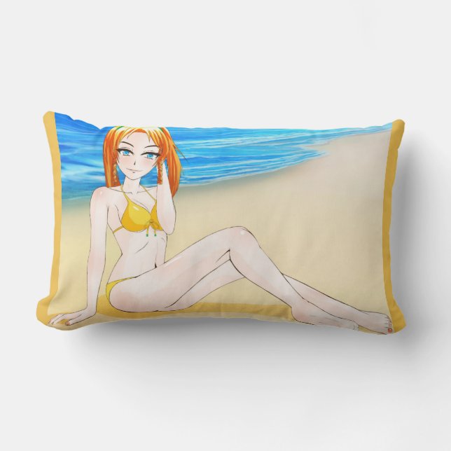 Coussin de lit blond de fille d'Anime (Recto)