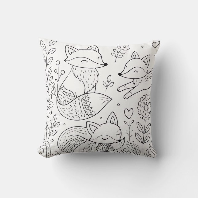 Coussin de livre de coloriage de renard (Recto)