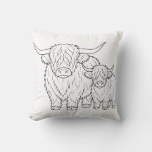 Coussin de livre de coloriage de vache des Highlan