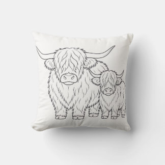 Coussin de livre de coloriage de vache des Highlan