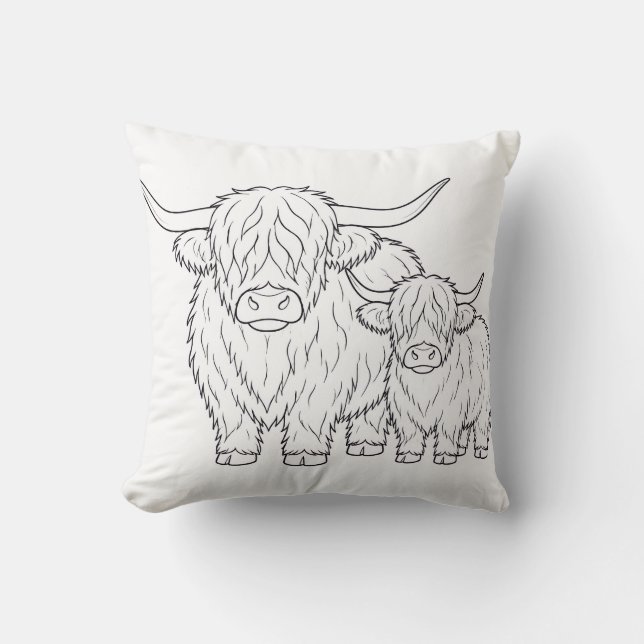 Coussin de livre de coloriage de vache des Highlan (Recto)