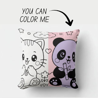 Coussin de livre de coloriage mignon Kawaii