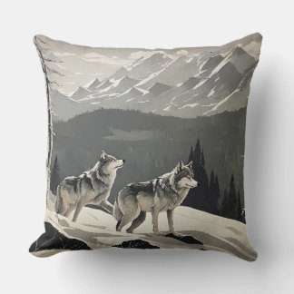 coussin de loup sauvage