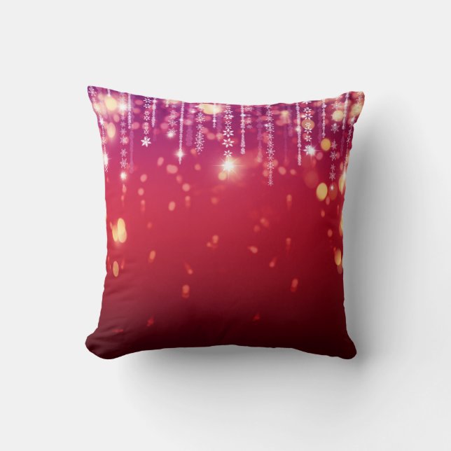 Coussin de Lumières Festives Rouge et Or (Recto)