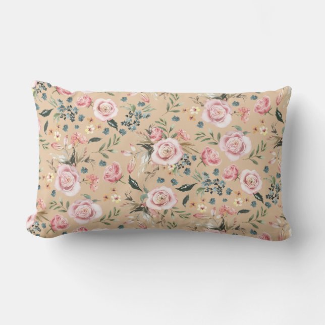Coussin de luminaire d'impression florale de coule (Recto)