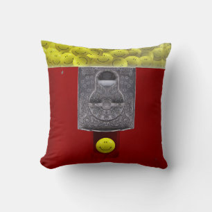 coussin de machine à gumball de visage heureux