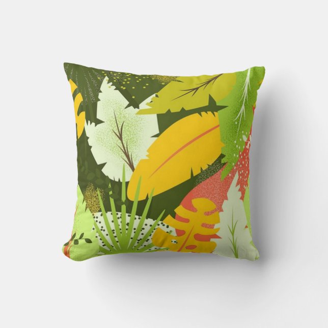 Coussin De magnifiques Feuilles tropicaux brillants (Recto)