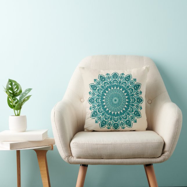 Coussin de mandala arabesque - Accent géométrique  (Chaise)