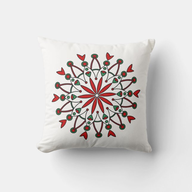 Coussin de Mandala de Noël réutilisable (Recto)