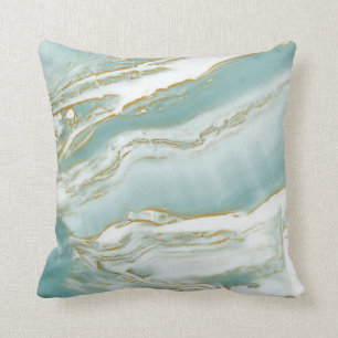 Coussin de marbre d'accent - turquoise/Teal et or