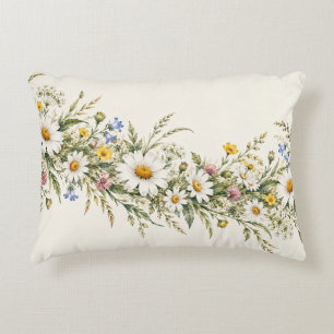 Coussin de marguerite à guirlande de fleurs sauvag