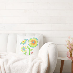 Coussin de marguerite et papillon