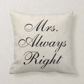 Coussin de mariage de toile de toile de Mme Always