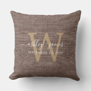 Coussin de mariage personnalisé avec monogramme en