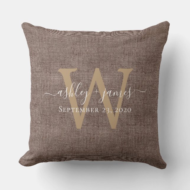 Coussin de mariage personnalisé avec monogramme en (Recto)