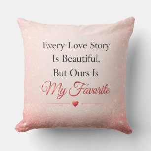 Coussin de mariage romantique à paillettes roses