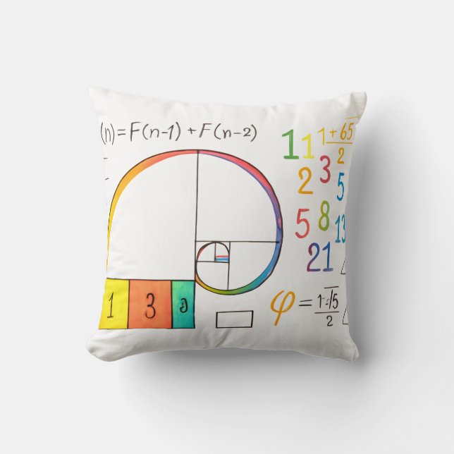 Coussin de mathématiques de séquence Fibonacci (Recto)