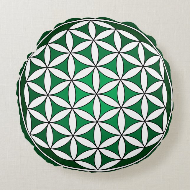 Coussin de méditation de la Fleur verte de la vie (Devant)