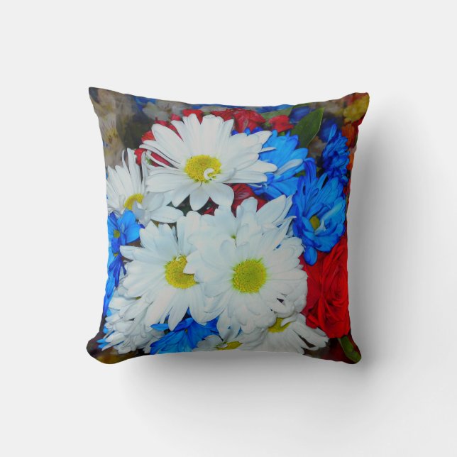 Coussin de mélange blanc et bleu marron (Recto)