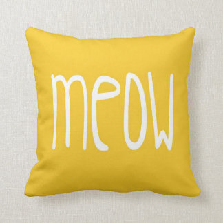 Coussin de Meow sur l'arrière - plan jaune et gris