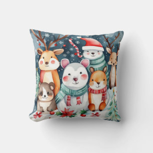Coussin De mignons animaux sous la conception des arbres d
