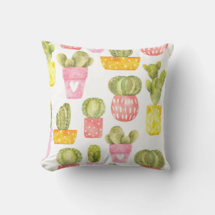 Coussin De mignons cactus dans des pots lumineux pour une