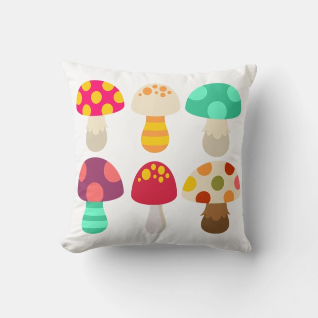 Coussin De mignons champignons colorés (Recto)