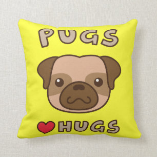 Coussin De mignons Pugs aiment les câlins, pour les amoure