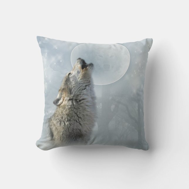 Coussin de MoJo d'Américain de lune bleue de loup (Recto)