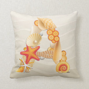 Coussin de monogramme de Beach Seashell - SRF