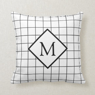 Coussin de monogramme de motif de contrôle de