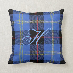 Coussin de monogramme de tartan de colline