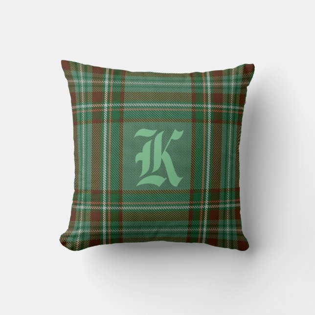 Coussin de monogramme de tartan de Kelly (Recto)