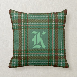 Coussin de monogramme de tartan de Kelly