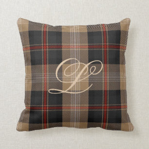 Coussin de monogramme de tartan de Logan