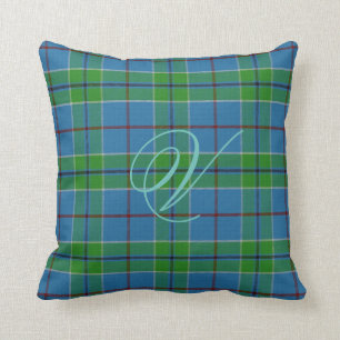 Coussin de monogramme de tartan de Vance