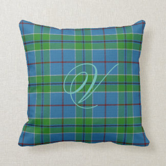 Coussin de monogramme de tartan de Vance