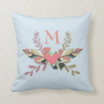 Coussin de monogramme des fleurs | de la Bohême