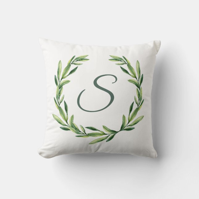 Coussin de monogramme initial personnalisé Couronn (Recto)